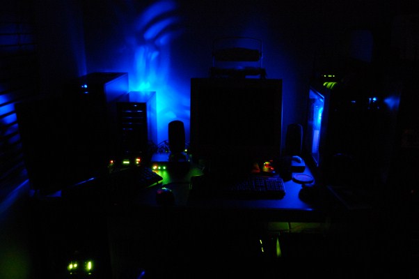 office desk at night
